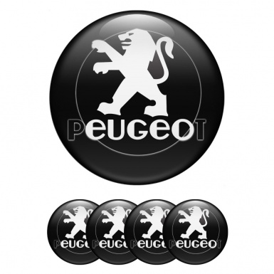 Peugeot Wheel Stickers for Center Caps Black Fill White Circle Logo