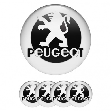 Peugeot Center Caps Wheel Emblem White Fill Black Circle Logo