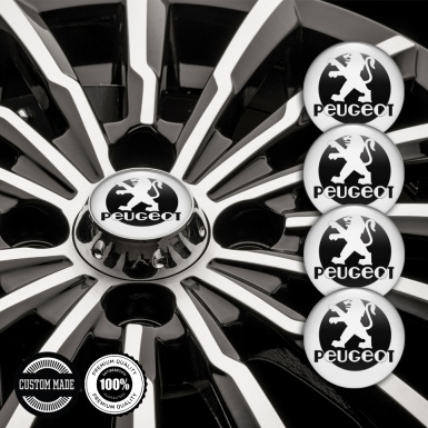 Peugeot Center Caps Wheel Emblem White Fill Black Circle Logo