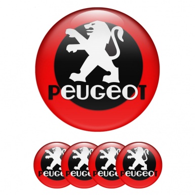 Peugeot Silicone Stickers for Center Wheel Caps Red Fill Black Circle