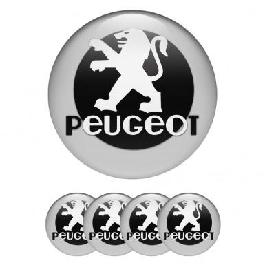 Peugeot Wheel Emblem for Center Caps Grey Background Black Circle