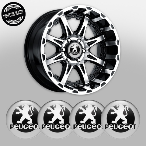 Peugeot Wheel Emblem for Center Caps Grey Background Black Circle