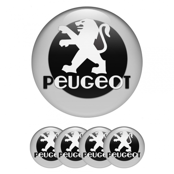 Peugeot Wheel Emblem for Center Caps Grey Background Black Circle