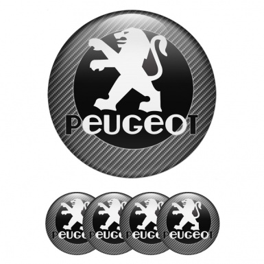 Peugeot Stickers for Wheels Center Caps Light Carbon Black Circle Motif