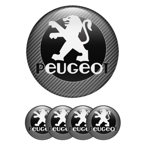 Peugeot Stickers for Wheels Center Caps Light Carbon Black Circle Motif