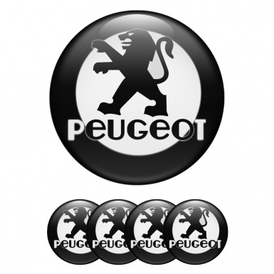 Peugeot Emblem for Center Wheel Caps Black Base White Circle Motif