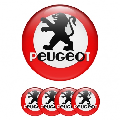 Peugeot Emblems for Center Wheel Caps Red Base White Circle Edition