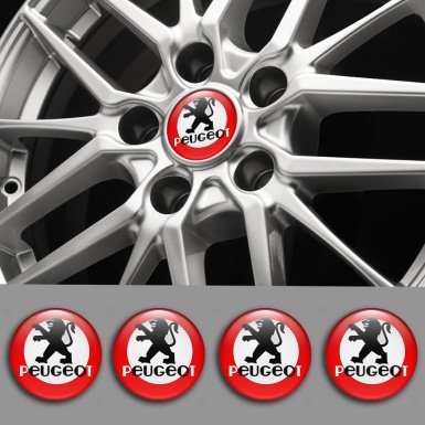 Peugeot Emblems for Center Wheel Caps Red Base White Circle Edition