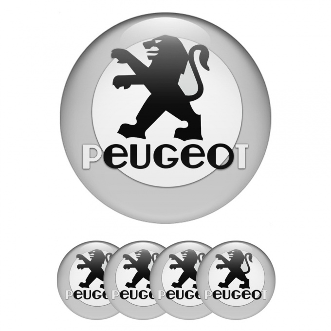 Peugeot Center Caps Wheel Emblem Grey Background White Circle Edition