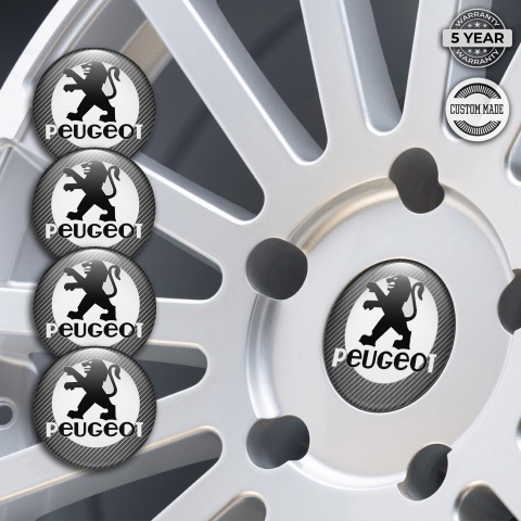 Peugeot Silicone Stickers for Center Wheel Caps Light Carbon White Circle