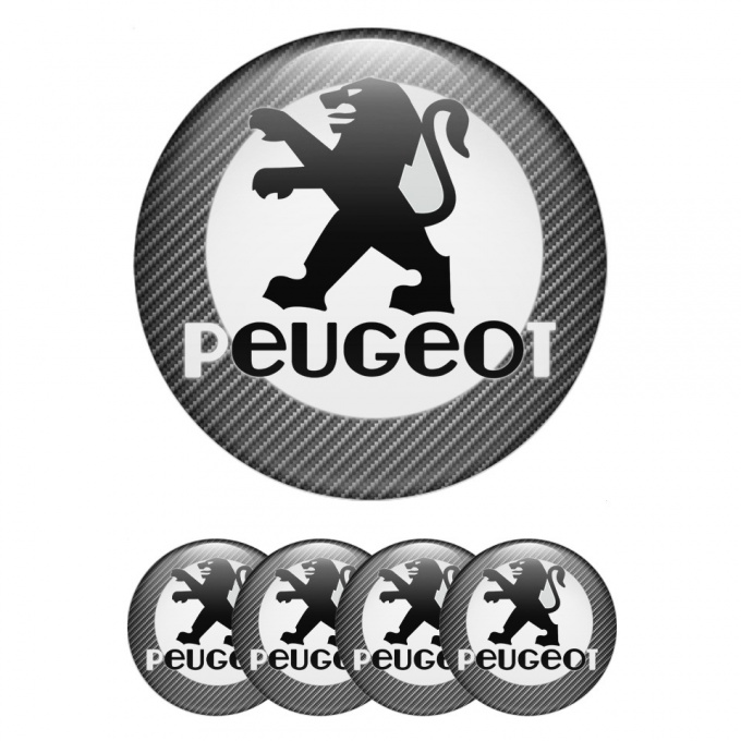 Peugeot Silicone Stickers for Center Wheel Caps Light Carbon White Circle