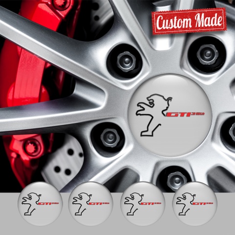 Peugeot Wheel Stickers for Center Caps Grey Red GTI Anniversary Design