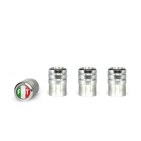 Fiat Valve Caps Aluminum 4 pcs Italy Flag Silicone Sticker