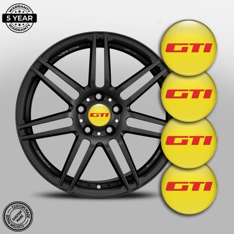 Peugeot Wheel Stickers for Center Caps Yellow Fill Red GTI Edition