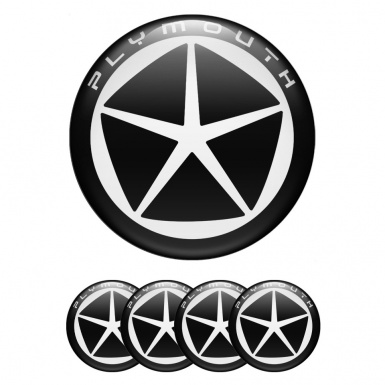 Plymouth Silicone Stickers for Center Wheel Caps Black White Star Logo
