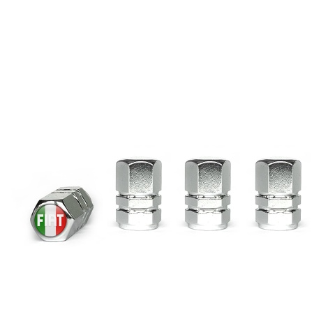 Fiat Valve Caps Chrome 4 pcs Italy Flag Silicone Sticker