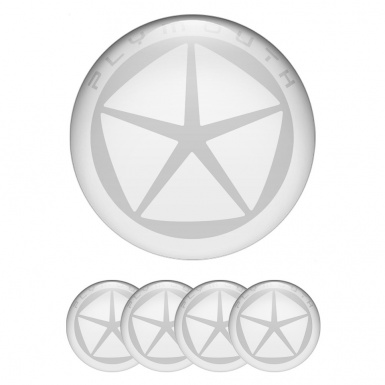 Plymouth Center Caps Wheel Emblem White Ring Grey Star Design