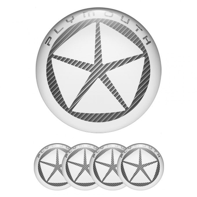 Plymouth Wheel Emblem for Center Caps White Ring Carbon Star Design