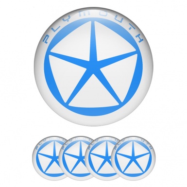 Plymouth Emblem for Wheel Center Caps White Ring Blue Star Logo
