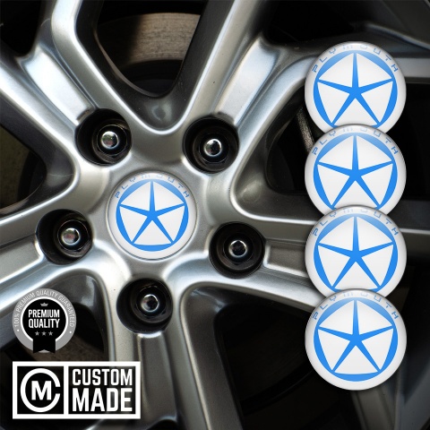 Plymouth Emblem for Wheel Center Caps White Ring Blue Star Logo