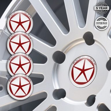 Plymouth Emblem for Center Wheel Caps White Ring Red Carbon Star Logo