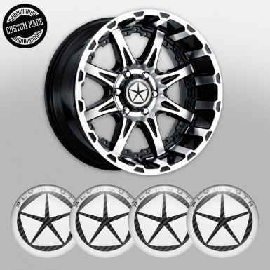 Plymouth Emblems for Center Wheel Caps White Ring Black Carbon Star