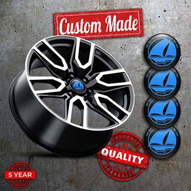 Plymouth Emblem for Wheel Center Caps Black Base Blue Mayflower Edition