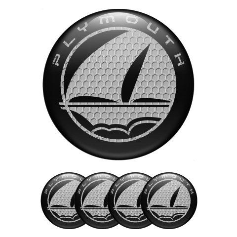 Plymouth Emblem for Center Wheel Caps Black Base Hex Mayflower Edition