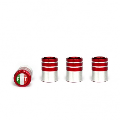 Fiat  Red Valve Caps Chrome 4 pcs Italy Flag Silicone Sticker