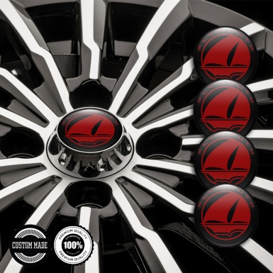 Plymouth Emblems for Center Wheel Caps Black Base Red Carbon Mayflower