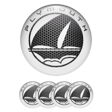Plymouth Emblem for Wheel Center Caps White Base Steel Mayflower Motif