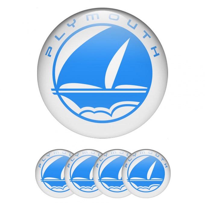 Plymouth Emblem for Center Wheel Caps White Base Blue Mayflower Motif