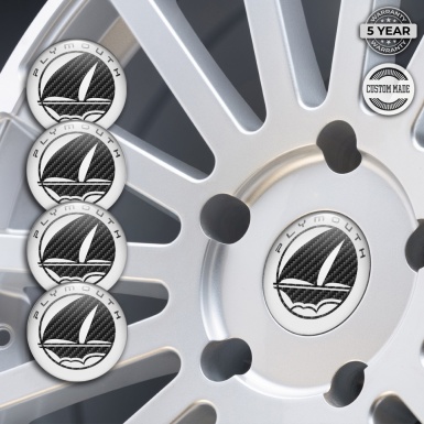 Plymouth Emblems for Center Wheel Caps White Base Black Carbon Mayflower