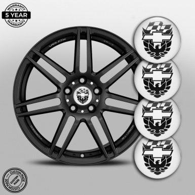 Pontiac Silicone Stickers for Wheel Caps White Motif Black Firebird Logo