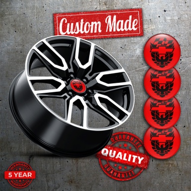 Pontiac Wheel Emblem for Center Caps Red Motif Black Firebird Edition
