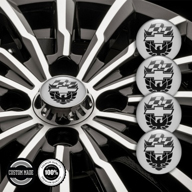 Pontiac Emblem for Wheel Center Caps Grey Motif Black Firebird Edition