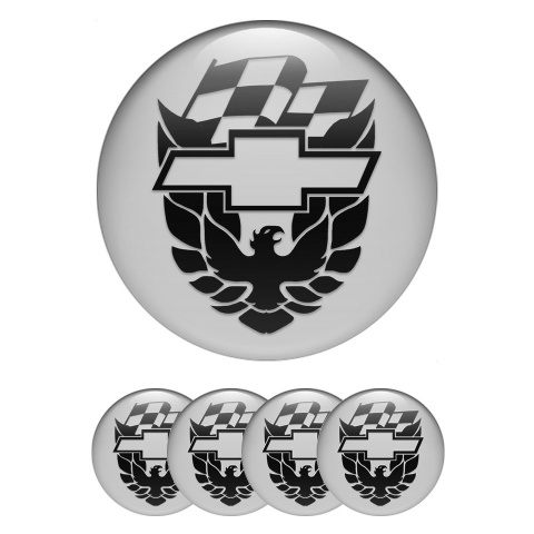 Pontiac Emblem for Wheel Center Caps Grey Motif Black Firebird Edition
