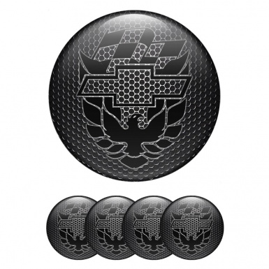 Pontiac Center Wheel Caps Stickers Dark Mesh Black Firebird Logo
