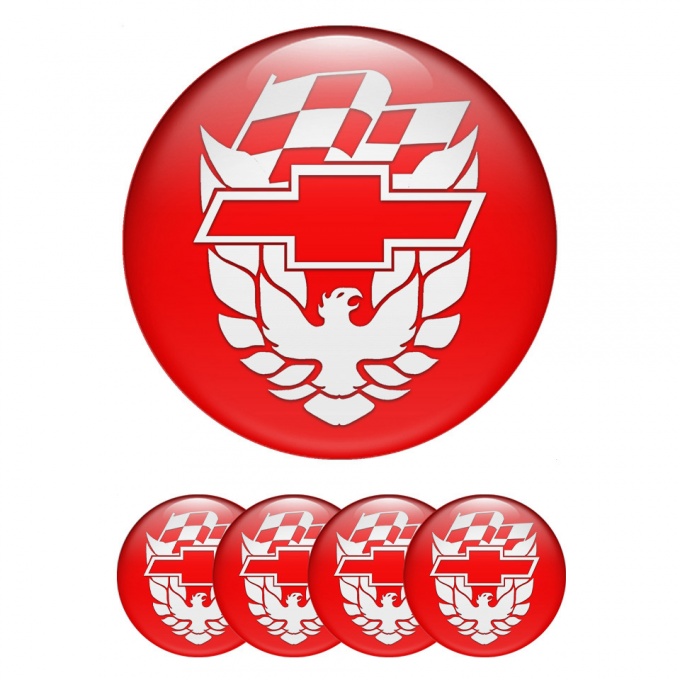 Pontiac Center Caps Wheel Emblem Red White Firebird Edition