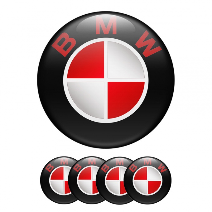 BMW Domed Stickers Wheel Center Cap 3D Classic Red