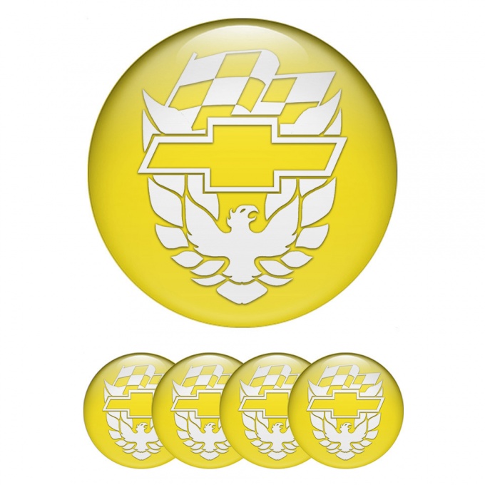 Pontiac Silicone Stickers for Center Wheel Caps Yellow White Firebird Edition