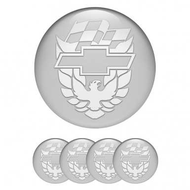 Pontiac Domed Stickers for Wheel Center Caps Grey White Firebird Design