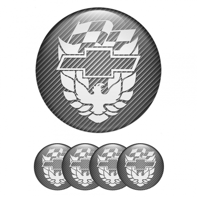 Pontiac Wheel Emblem for Center Caps Carbon White Firebird Logo