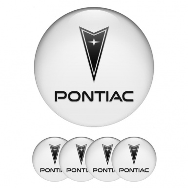 Pontiac Emblem for Center Wheel Caps White Base Black Logo Motif