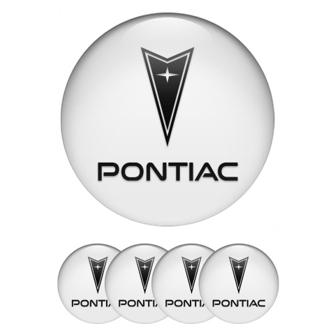 Pontiac Emblem for Center Wheel Caps White Base Black Logo Motif