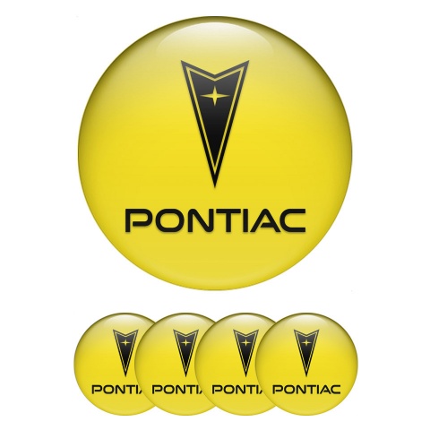 Pontiac Emblems for Center Wheel Caps Yellow Fill Classic Logo Edition