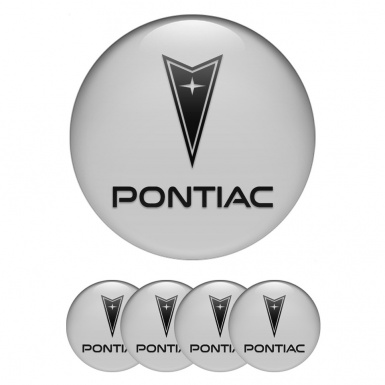 Pontiac Wheel Stickers for Center Caps Grey Base Classic Logo Motif