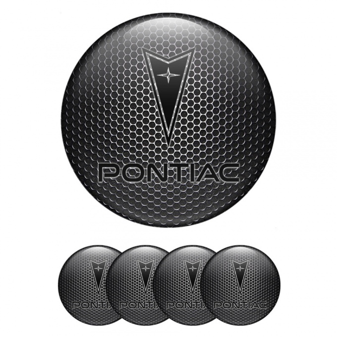 Pontiac Silicone Stickers for Center Wheel Caps Dark Mesh Black Classic Logo