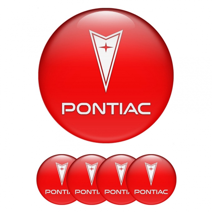 Pontiac Stickers for Wheels Center Caps Crimson Base Clean White Logo