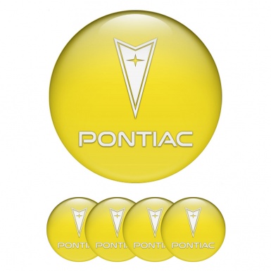 Pontiac Emblem for Wheel Center Caps Yellow Fill Classic White Logo